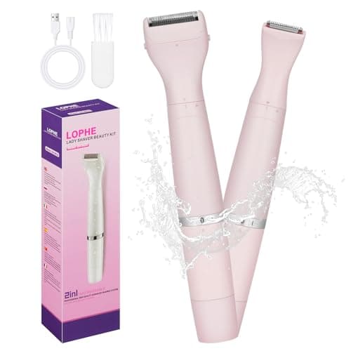 Image of LOPHE Hair Remover for Women, Painless Face Hair Trimmer, Electric Razor for Women with Comb, Rechargeable Mini Epilator Lady Shaver Portable Electric Razor for Lips Face Body Peach Fuzz, Pink