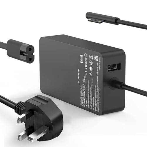 Image of SiKER 65W Charger Compatible with Microsoft Surface Pro 11/10/9/8/X/7/6/5/4/3 Laptop,Surface Go 1/2/3/4,Surface Book 1/2,Surface Laptop Charger,with 5V 1A USB Port