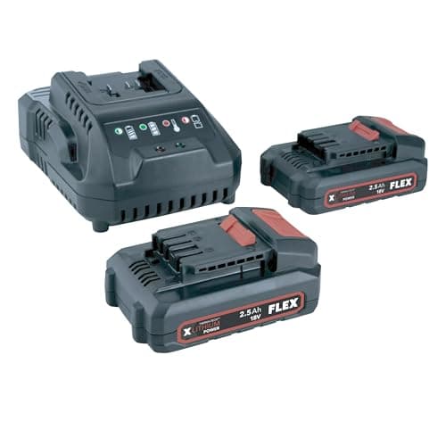 Image of Flex - Batteries & Charger Set - Set Includes an 18 V Charger and Two 2,5 Ah 18 V Batteries - Power 22 Q - 532750 - Practical Work Tools with Charge Protection and Charge Status Indicator