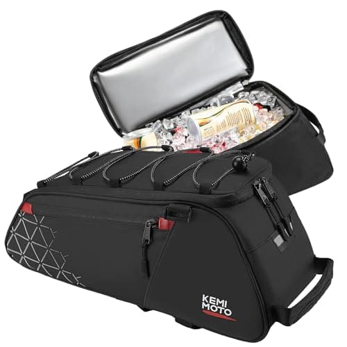 Image of KEMIMOTO 2 in 1 Bike Rear Rack Bag, 8L PVC Waterproof Bicycle Trunk Bag with 6L Removable Insulated Bags, Cycling Rear Seat Storage Pouch with Shoulder for Universal Road Mountain Bike
