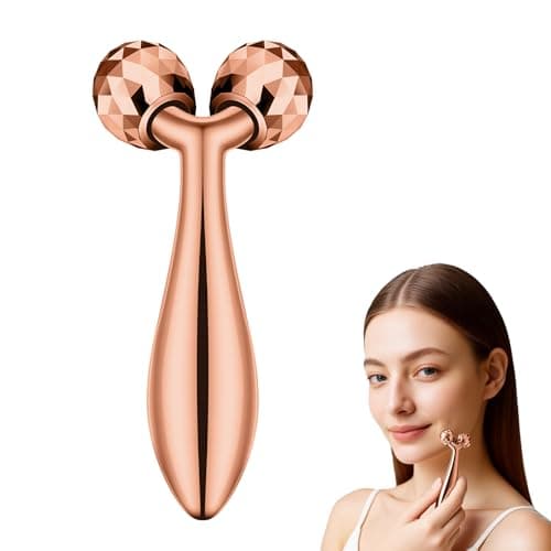 Image of Beugo Face Massager Roller, Metal Facial Roller for Women, Face Massage Tool for Face Neck Eye Body Skin Care, Rose Gold