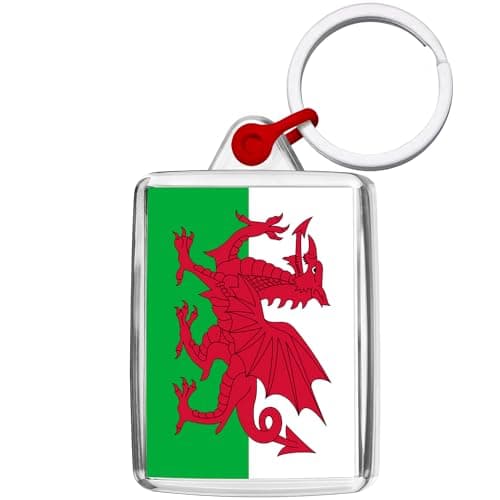 Image of Pixly® Wales Flag Keyring Key Fob Country Keychain Keepsake Welsh Souvenir Gift