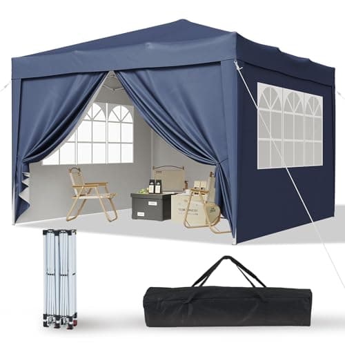 Image of Aoxun Pop Up Gazebo with Sides 3m x 3m, Metal Frame Shelter Tent for Outdoor Garden Party, with Mesh Windows & Carry Bag,Blue