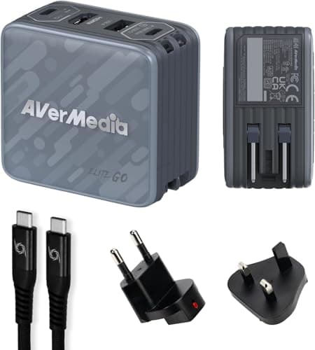 Image of AVerMedia Elite Go – USB-C Capture Card for Streaming, 4K60 HDMI Output, 1080p60 Recording, Portable Switch 2 TV Dock, 100W GaN Charging Hub – PC, Mac, Handhelds, Smartphones/Tablets Compatible