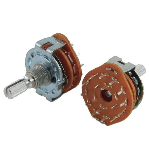Image of sourcingmap Split Shaft AC 125V 0.3A 250V 0.6A 2 Pole 6 Positions Rotary Switch (Bag of 2)