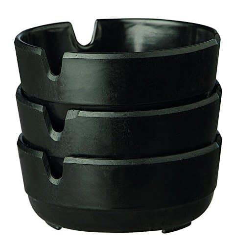 Image of APS 576 Set of 3 Black Melamine Ashtrays Diameter 8 x 3 cm