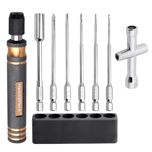 Image of HobbyPark 6 in 1 RC Hex Driver Screwdriver Set 1.27mm 1.5mm 2.0mm 2.5mm & Hex Nut Driver & Phillips Bit and Wheel Wrench for RC Cars Trucks Crawler Hobby Pocket Tool Kit