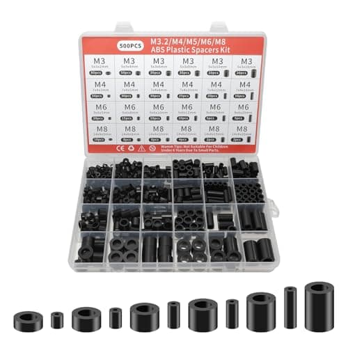 Image of 500 Pcs Nylon Plastic Spacers & Rubber Washers Assortment Kit, 24 Sizes M8 M6 M4 M3 Curtain Spacers, Non-Threaded Column Standoff Support Insulation Spacers Washers