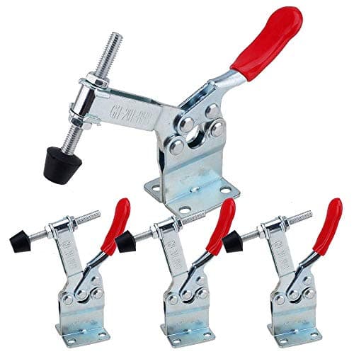 Image of IMAGINE 4Pcs Hand Tool Toggle Clamp 201B 198lbs Antislip Red Horizontal Clamp Quick Release Tool (201-BHB Heightened Clamp)