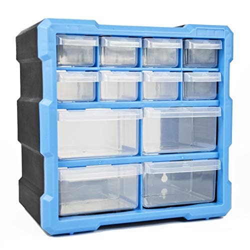 Image of TekBox DIY Tool Bits Storage Organiser Unit - Workshop Parts Craft Box Cabinet (12 Drawer)