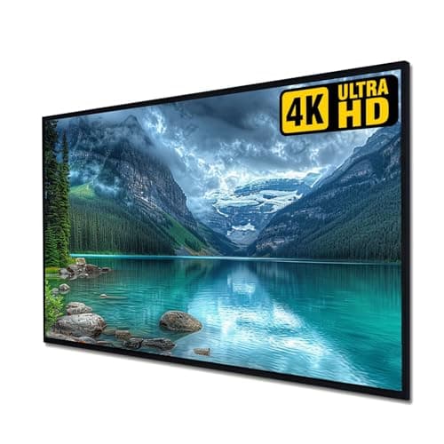 Image of 92-Inch Anti Light Projector Screen, 16:9 4K/8K Ultra HD, 3D Projection Fixed Frame Screen for Indoor Outdoor Home Theaters, Offices