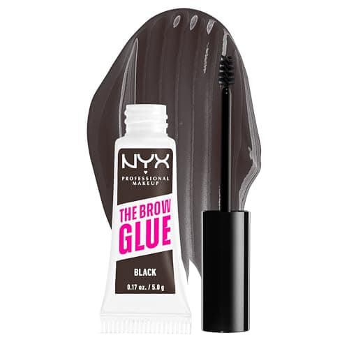 Image of NYX Professional Makeup Brow Gel, The Brow Glue, Tinted Eye Brow Gel, Instant Brow Styler for Laminated Brow Look with 24 Hour Extreme Hold, Non-Sticky, Black