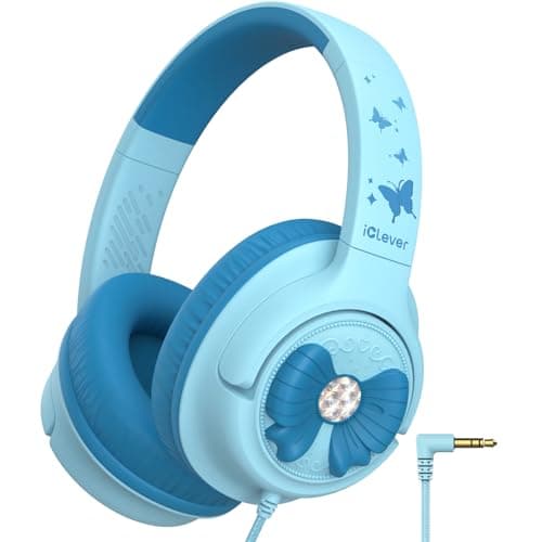 Image of iClever C371 Kids Headphones, 85dBA Safe Volume Limited, Stereo Foldable 3.5mm Jack Light Weight BPA-Free Over-Ear Wired headphones for Kids/School/Travel/Children/Teens/Boys/Girls/Tablet, Powder Blue
