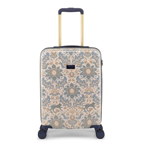Image of Joules Damask Women's Hardside Luggage, 4 Wheel Trolley Spinner, Small Cabin Carry On 20 x 53.5 x 37 cm
