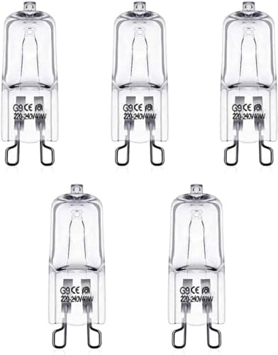 Image of DoRight 5-Pack Wax Burner Bulbs - G9 Halogen, Warm White 2700K, Dimmable Capsule Bulbs (40W), AC 220-240V, Candle/Wax Warmer Replacements