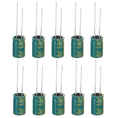 Image of PATIKIL 400V 6.8uF Electrolytic Capacitors, 10Pcs 8x12mm Aluminum High Frequency Electrolytic Capacitors for TV, LCD Monitor, Refrigerator, Circuit Boards, Green