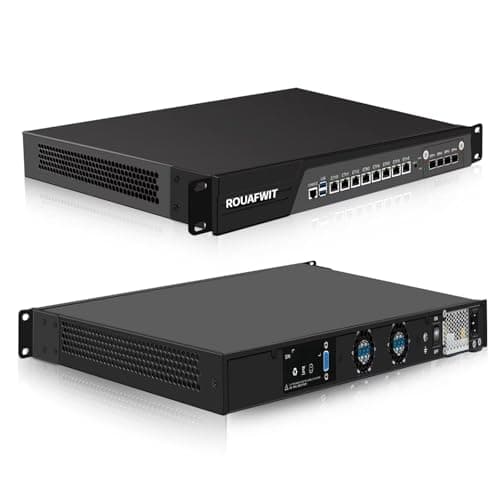 Image of ROUAFWIT 1U Firewall Network Rackmount, C236 i5 9400 Homelab Server, 8 x i226-V 2.5GbE LAN, 4 x710 10GB SFP Lan, USB3.0,VGA,CONSOLE, 2 System Fan, AES-NI, DDR4 16G RAM 512G SSD