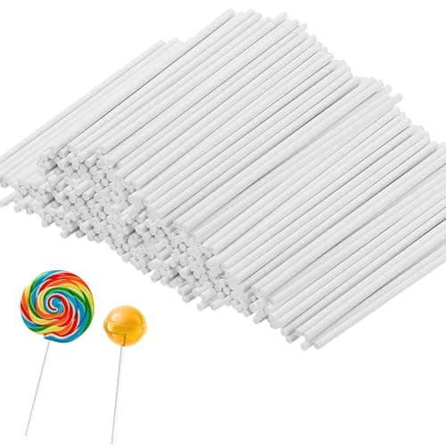 Image of 400PCS White Lollipop Sticks 6 Inch Cake Pop Sticks Chocolate Lolly Pop Stick for Crafting Baking DIY Candy Bar Cake Stick (15cm*4mm)