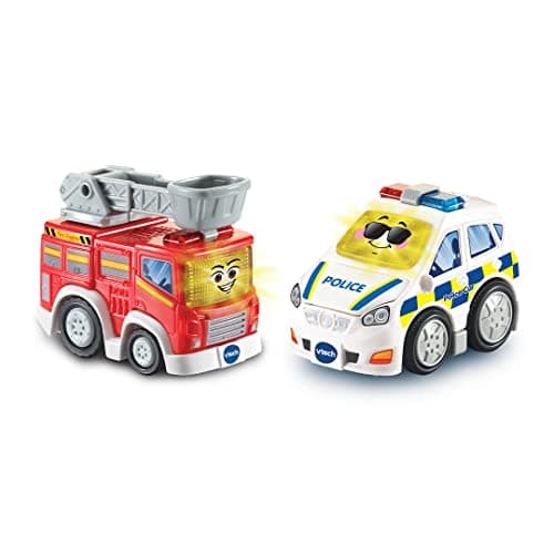 Image of VTech 420663 Toot Drivers 2 Car Rescue Pack with Fire Engine and Police Car, Interactive Toddlers Toy for Pretend Play, Lights and Sounds, Boys and Girls 12 Months, 2, 3, 4 + Years, Multicolor