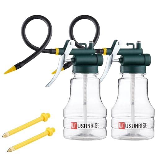 Image of 2 Sets Oil Can Transparent High Pressure Oiler Lubrication Oil Can Bottle Oiling Gun With Rigid & Flex Spout Thumb Pump Tool Oiler
