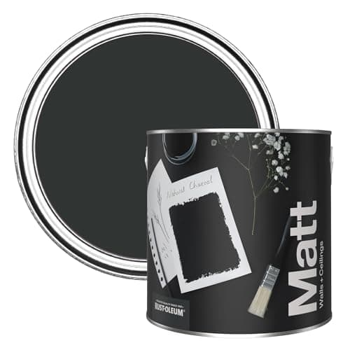 Image of Rust-Oleum Colours Matt Emulsion Wall and Ceiling Paint - Natural Charcoal (Black) 2.5L