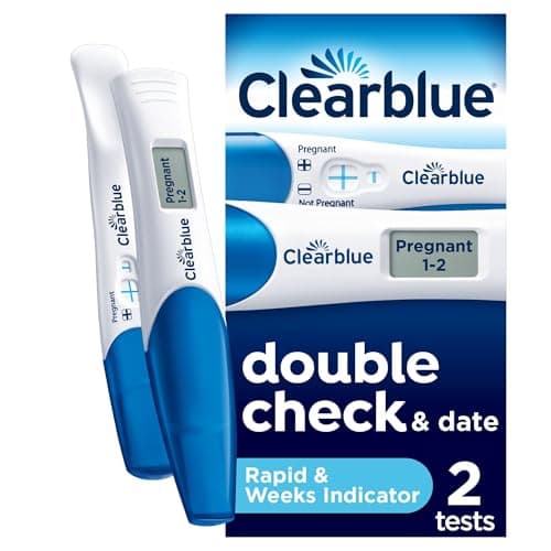 Image of Clearblue Pregnancy Test Double-Check & Date Combo Pack, Result As Fast As One Minute (Visual Stick) & Tells You How Many Weeks (Digital Stick), 2 Tests (1 Digital, 1 Visual), Packaging May Vary