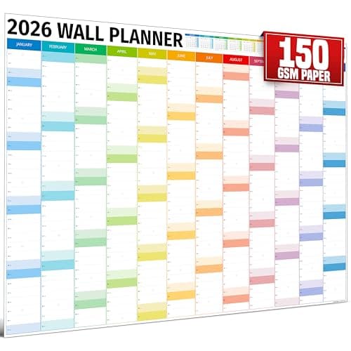 Image of Wall Planner 2026 UK - A1 Extra Large 84 x 60cm Colour Full Year Family Planner Calendar 2026 For Home, Office, Teacher Calendars & Personal Organisers - Columns Edition