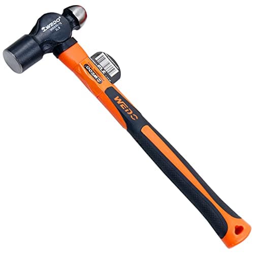 Image of WEDO Ball Pein Hammer with Fiberglass Handles, 3lb Ball Peen Hammer with Plastic Non-Slip Coating Handle, High Carbon Steel, Die-Forged, Strong Torque,Length 340mm