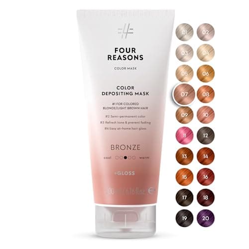 Image of FOUR REASONS Color Mask, Bronze (27 Colours) – Hair Gloss & Colour Depositing Conditioner – Semi Permanent Hair Toner for Colour-Treated Hair Colour For Women – Vegan & Cruelty-Free – 200 ml