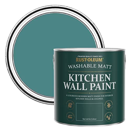 Image of Rust-Oleum Green Washable Kitchen Wall Paint in Matt Finish - Peacock Suit 2.5L
