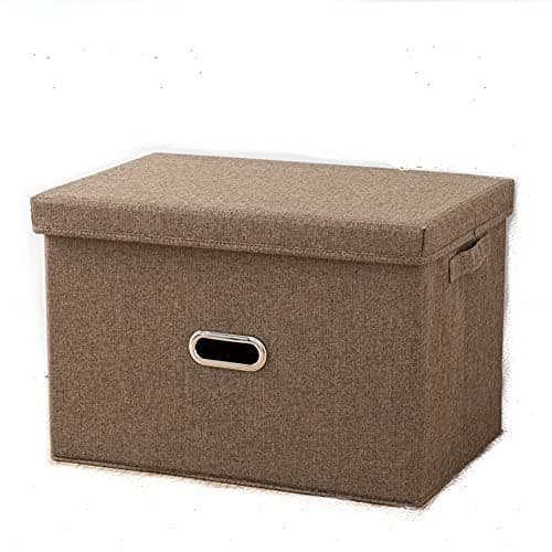 Image of Foldable Storage Boxes with Lids Fabric Storage Organiser Box for Home Wardrobe Bedroom Organisers(Brown 44 * 29 * 30cm)