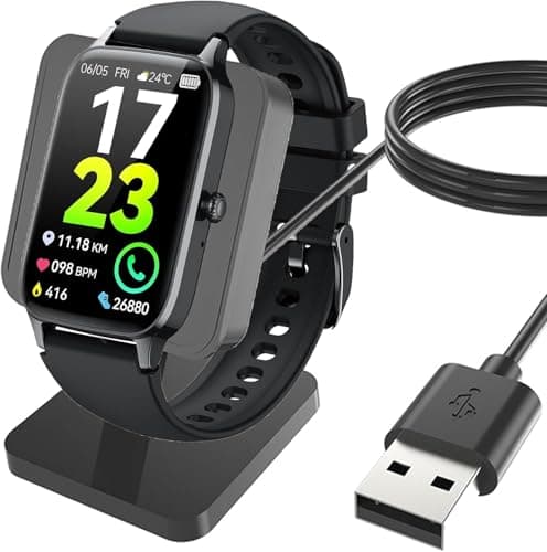 Image of Compatible with Soudorv P97 Charger, Blueshaweu Charging Stand Desk Holder Charging Dock Station Compatible with Soudorv P97, Dyurwa P97 Smart Watch (Black)