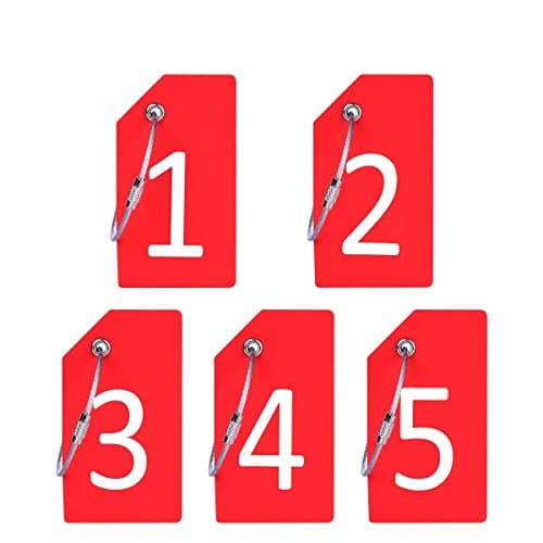 Image of Silicone Luggage Tag with Name ID Card, Digit Number 1-5 Luggage Tags Perfect to Quickly Spot Luggage Suitcase by Ovener, OneSize Red Tags