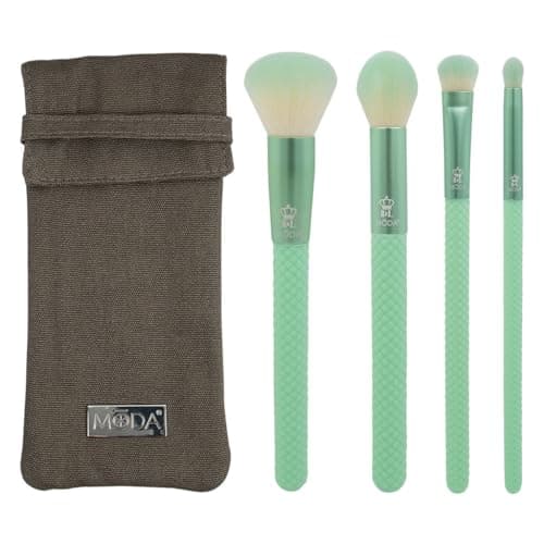 Image of Moda Royal & Langnickel Full Size Renew 5pc Complete Makeup Brush Kit with Pouch Includes, Buffer, Contour, Shader, and Detail Brushes, Mint Green, BMR-CK5