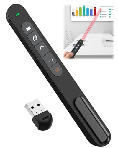 Image of Presentation Clickers for powerpoint,Wireless Presenter with USB Receiver, Red Laser Slide Clicker for Presentations,328FT Range 2.4GHz Hyperlink Volume Control for Computer Laptop PC Mac