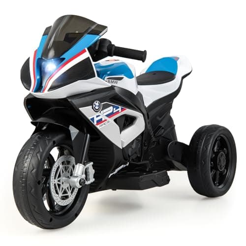 Image of GYMAX Kids Electric Motorbike, 12V Licensed BMW Ride on Motorcycle with Music, USB/MP3, Headlights, Forward & Backward, 3 Wheels Children Motor Bike for 3-8 Years Old Boys Girls (White)