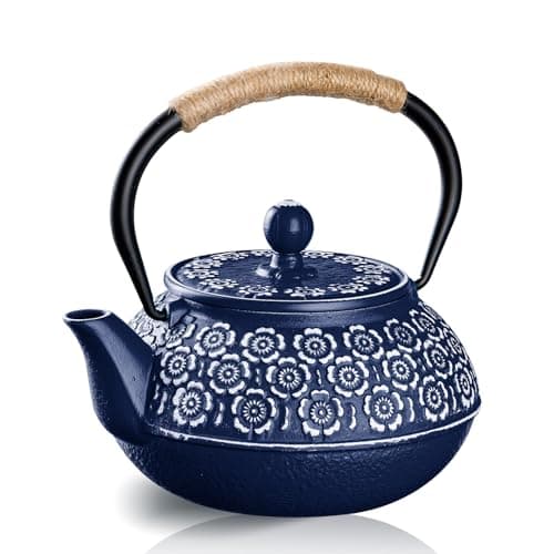 Image of PluieSoleil Cast Iron Loose Leaf Teapot with Infuser, 900ml Traditional Japanese Tetsubin Tea Kettle, Stovetop Heat-Resistant Teapot with Removable Strainer