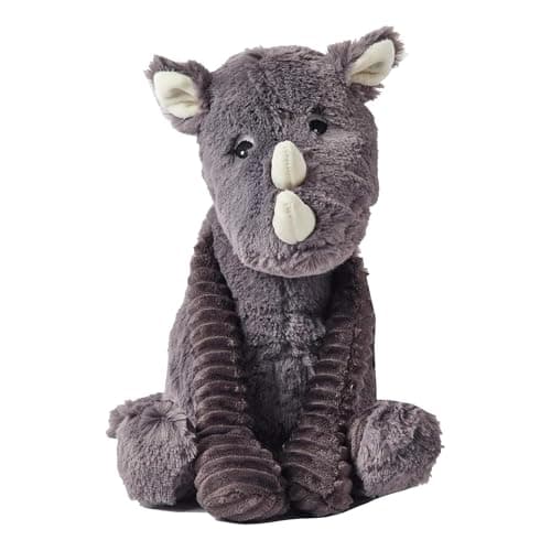 Image of Les Deglingos – PTIPOTOS GROBISOU the Rhinoceros Soft Toy – Ideal Newborn Gift – 25 cm – Grey, Baby