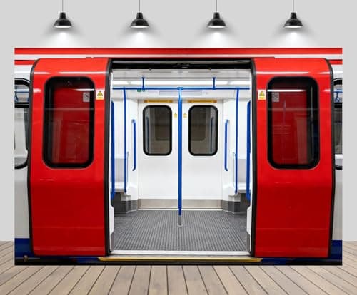 Image of CHNBGPRO 1.8x1.2m Subway Station Backdrop for Photography London Underground Empty Train with Open Doors Public Transport Background UK Travel Subway Party Decorations Photo Studio Props