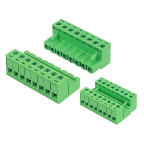Image of sourcing map 8 Pin 5mm 0.2 Inch Pitch PCB Mount Screw Terminal Block Connector Male Female, Green