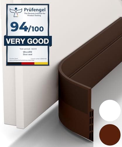 Image of Vellure® Premium Door Draft Excluder Strip - Door Seal for Energy Saving - Quick and Easy Installation - Draught Excluder for bottom of door - Ideal for Keeping Out Cold