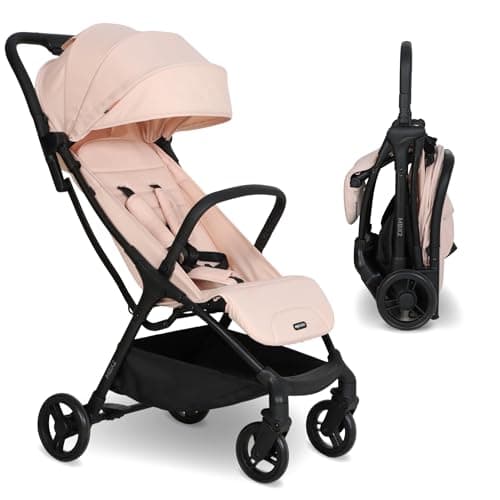 Image of My Babiie MBX2 Compact Stroller – from Birth to 22kg, Foldable, Lightweight, Travel Buggy for Toddlers, Pushchair with UPF50+ Sun Canopy - Blush Pink