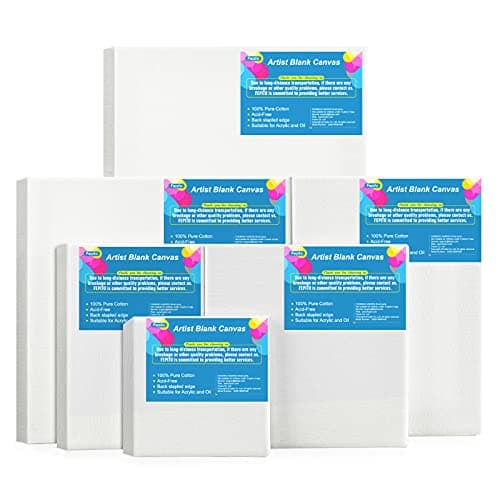 Image of FEPITO 6 Set Blank Stretched Canvas Assorted Size Artist Canvas Multipack Canvases for Acrylic Oil Water Painting