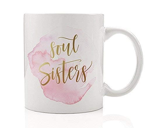 Image of Soul Sisters Coffee Mug Gift Idea for Best Friend Bestie Girlfriend Sibling Sister from Another Mister Seester BFF Amigas Forever 11 Oz Ceramic Tea Cup Present