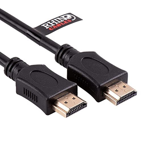 Image of rhinocables High-Speed HDMI Cable 1080p, 4K UHD and 3D Support, ARC Compatible Lead for TVs, Gaming Consoles, DVD, Set-Top Boxes, Laptop, and other audio-visual devices (Black, 0.5m (50cm))