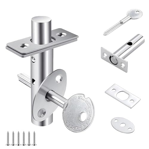 Image of Ctyjia Door Security Rack Bolt, Mortice Door Bolt with Star Key, Anti-Theft Door Lock Bolt, Stainless Steel Door Bolts, Dead Bolts for Doors Windows, 60mm