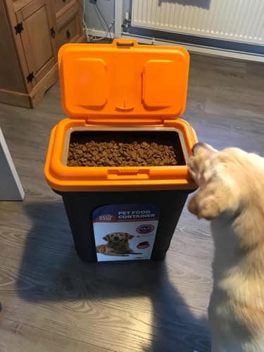 Image of Pet Dry Food Storage Bin Container Dog Cat Animal Bird Seeds Storage Box Tub (Orange)