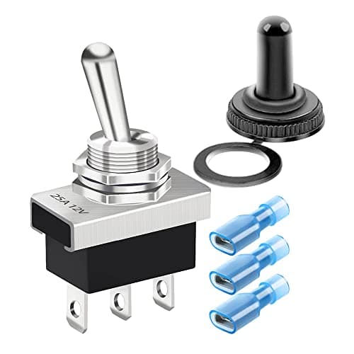 Image of Gebildet Metal ON/OFF/ON Toggle Switch 25A 12VDC/15A 24VDC/10A 250VAC/15A 125VAC SPDT 3Pin 3Position Rocker Switch with Waterproof Cover Cap for Auto Car KN3D-103