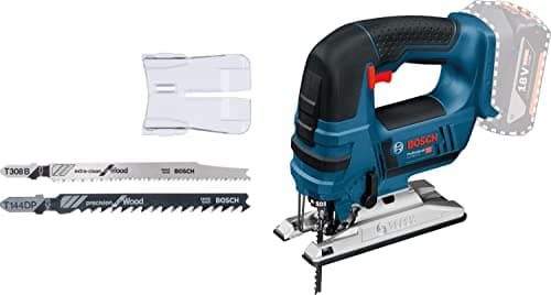Image of Bosch Professional 18V System Cordless Jigsaw GST 18 V-LI B (bar Version, Cutting Depth in Wood/Alum./Metal: 120/20/8 mm, 3 Jigsaw Blades, Anti-Splinter Guard, Without Battery/Charger)