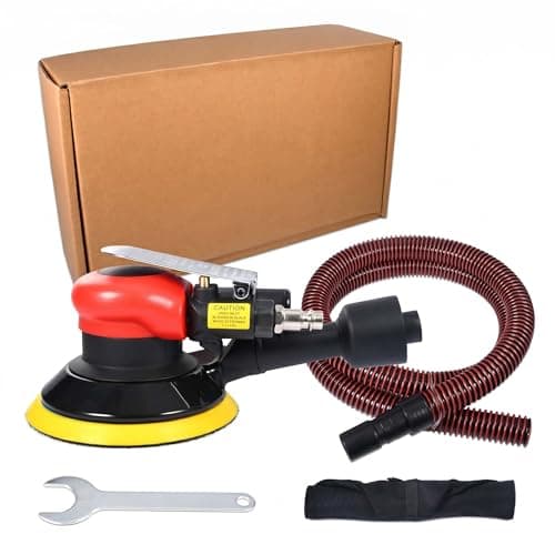 Image of 6 Inch Pneumatic Random Orbital Sander Kit, 150mm Air Palm Sander with Dust Hose, Dust Bag and Spanner, 10000 RPM, 90 PSI, for Car Bodywork, Wood and Metal